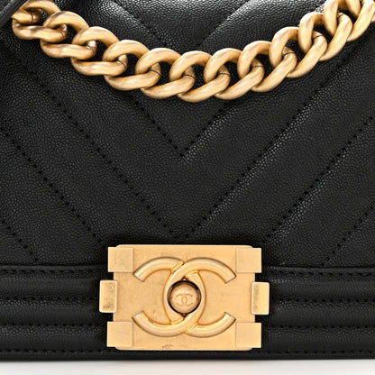 Chanel Caviar Chevron Quilted Small Boy Flap Black 8 of 11