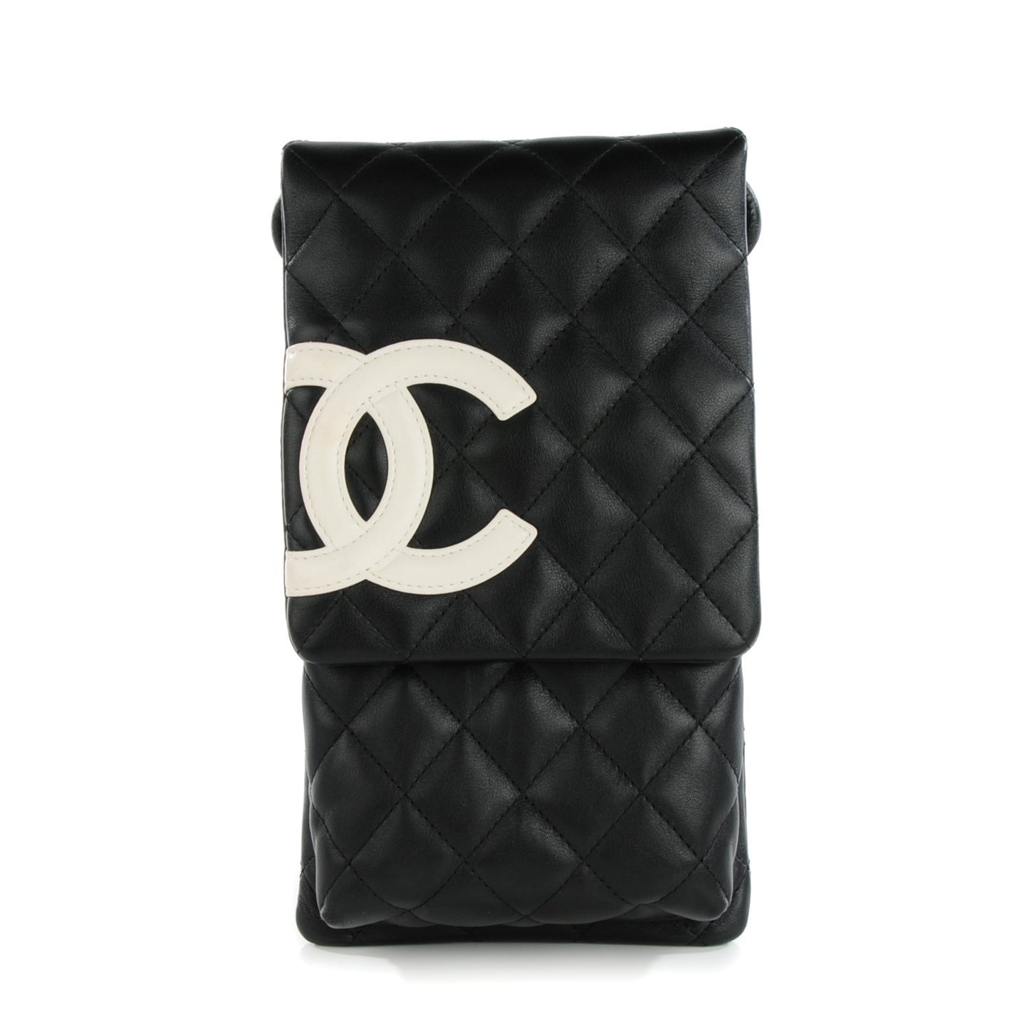Calfskin Quilted Cambon Crossbody Messenger Black White
