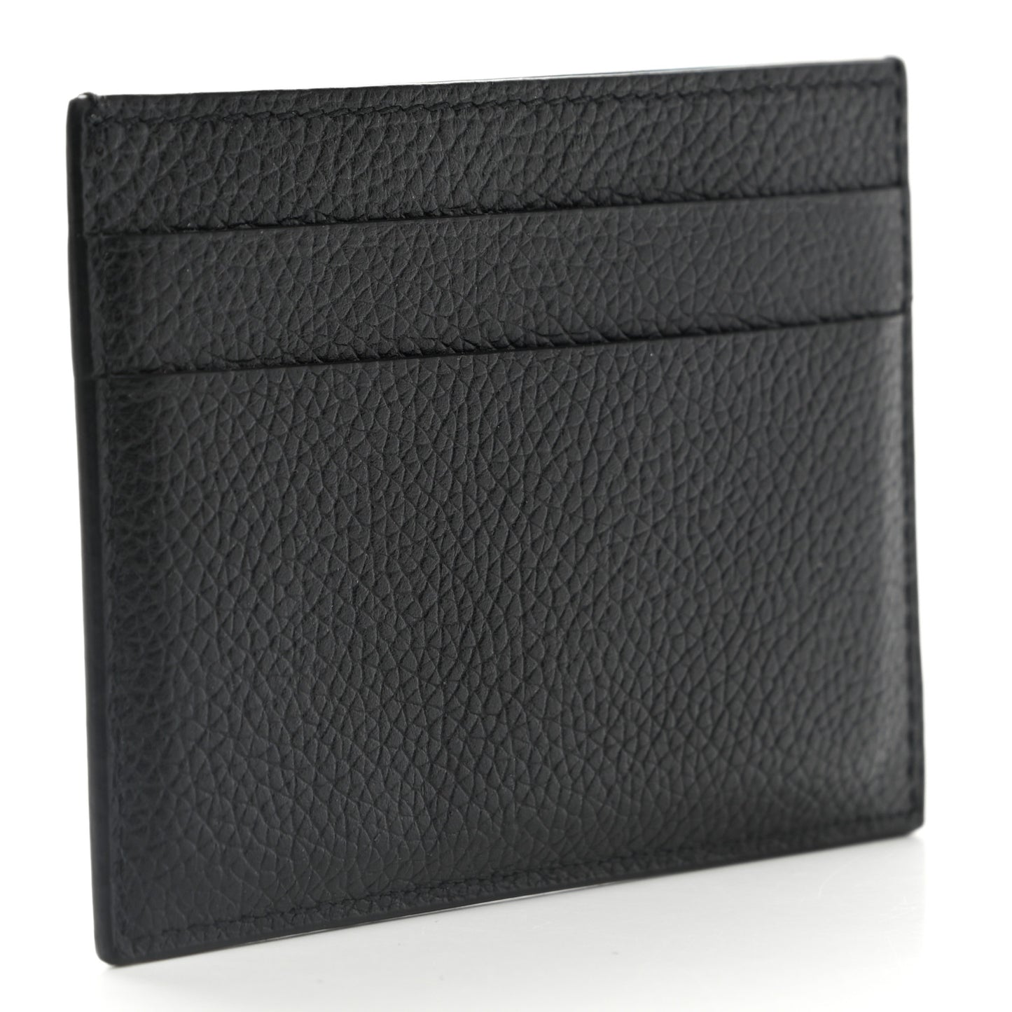 Grained Calfskin Logo Cash Card Holder Black Fluo Green
