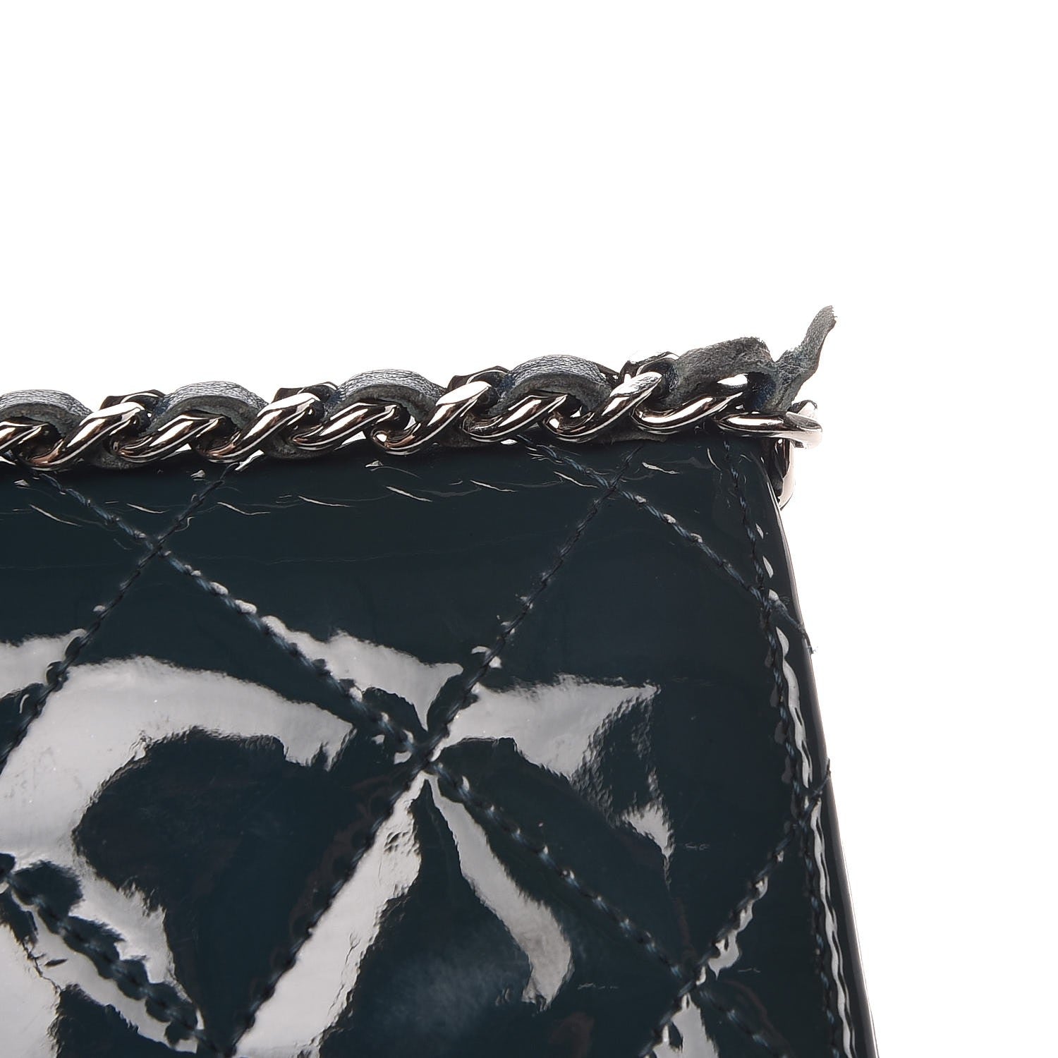 Chanel Patent Quilted Wallet On Chain WOC Blue 11 of 12