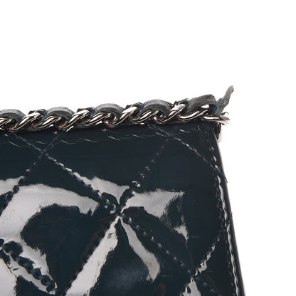 Chanel Patent Quilted Wallet On Chain WOC Blue 11 of 12
