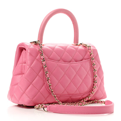 Chanel Caviar Lizard Embossed Quilted Mini Coco Handle Flap Pink 3 of 11