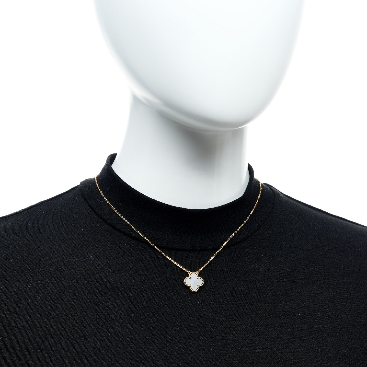 Van Cleef & Arpels 18K Yellow Gold Black Onyx Vintage Alhambra Pendant Necklace 2 of 5