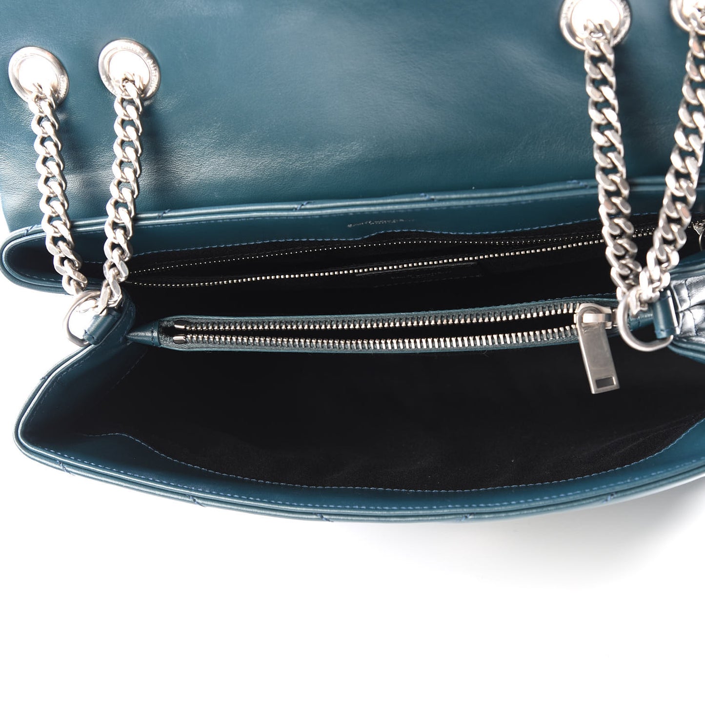 Calfskin Y Quilted Monogram Medium Loulou Chain Satchel Dark Turquoise