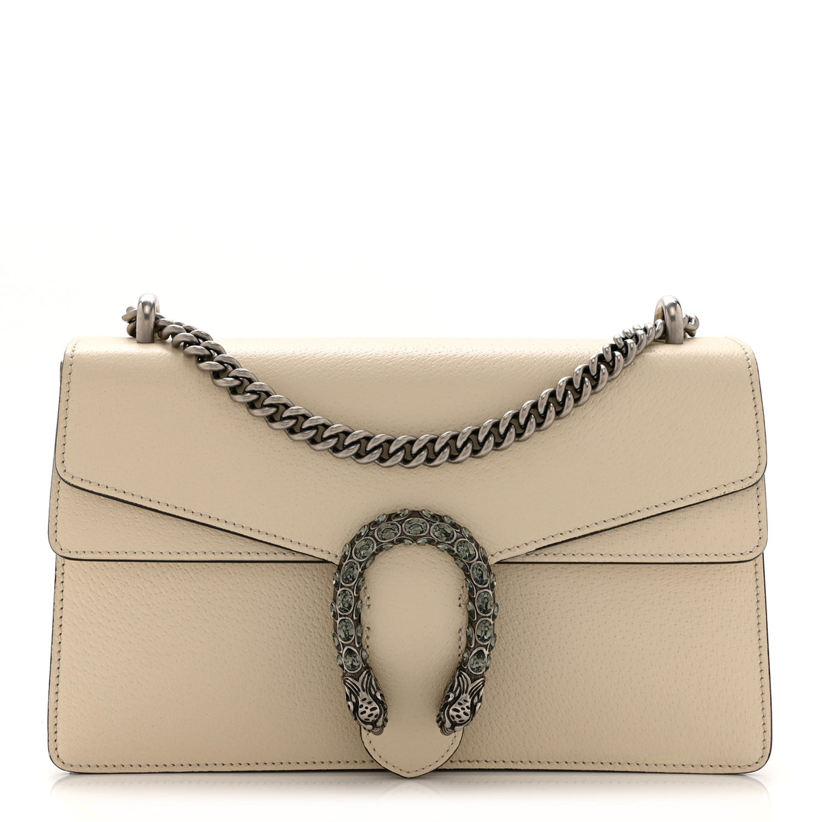 Textured Calfskin Crystal Small Dionysus Shoulder Bag Mystic White
