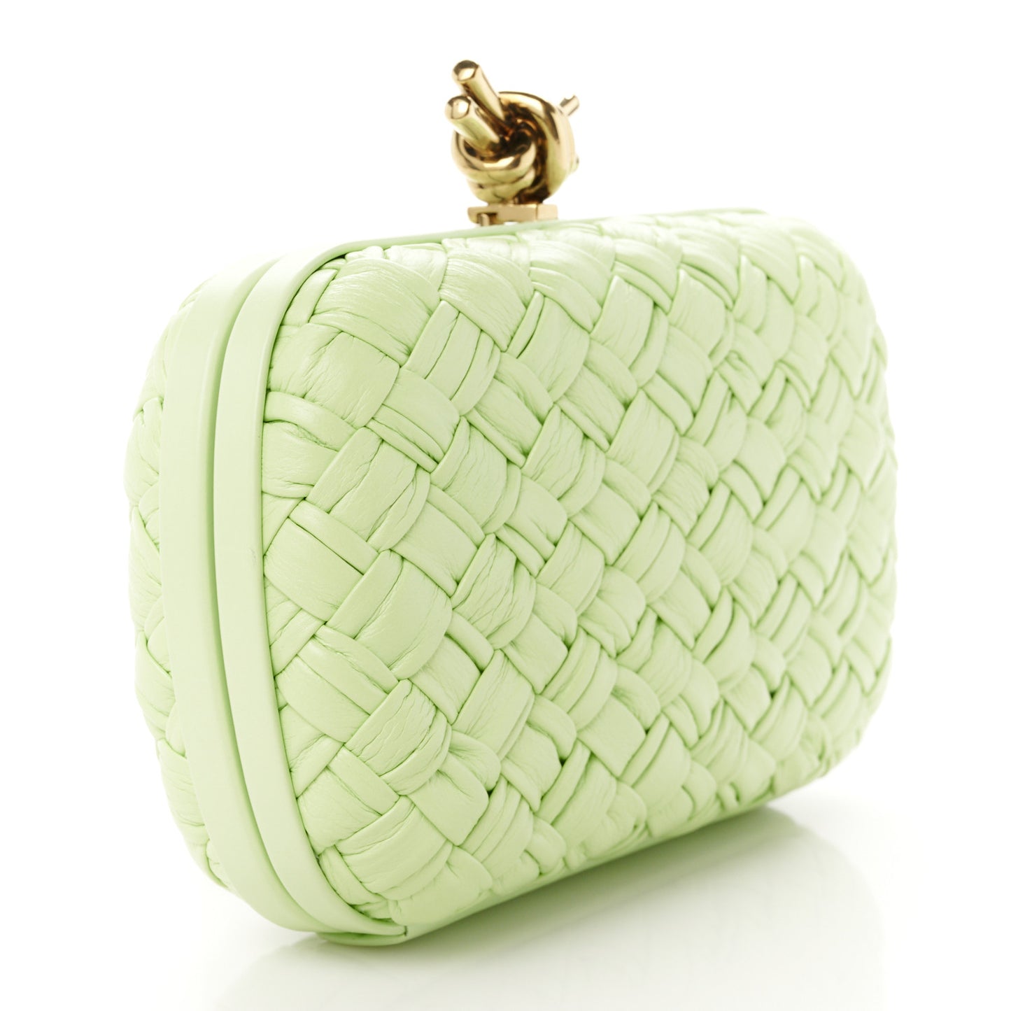 Foulard Intrecciato Minaudiere Knot Clutch Fennel