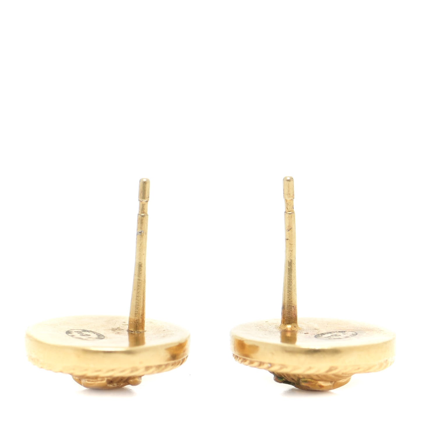 CC Button Earrings Gold