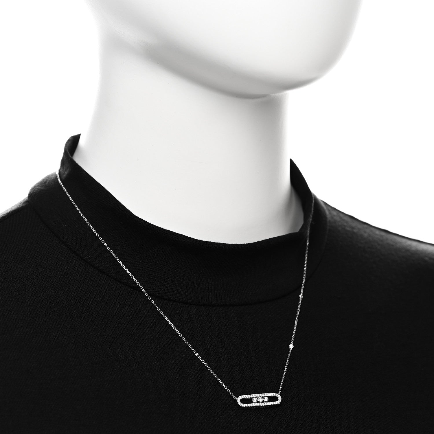Messika 18K White Gold Diamond Baby Move Pave Necklace 2 of 8