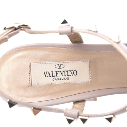 Valentino Garavani Pebbled Calfskin Rockstud T Strap 100mm Block Heel Pumps 39.5 Poudre 7 of 8