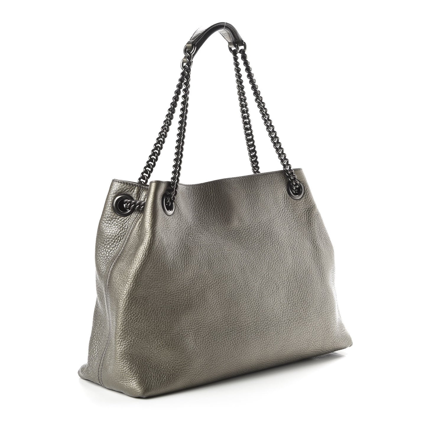 Metallic Pebbled Calfskin Medium Soho Chain Shoulder Bag Sasso