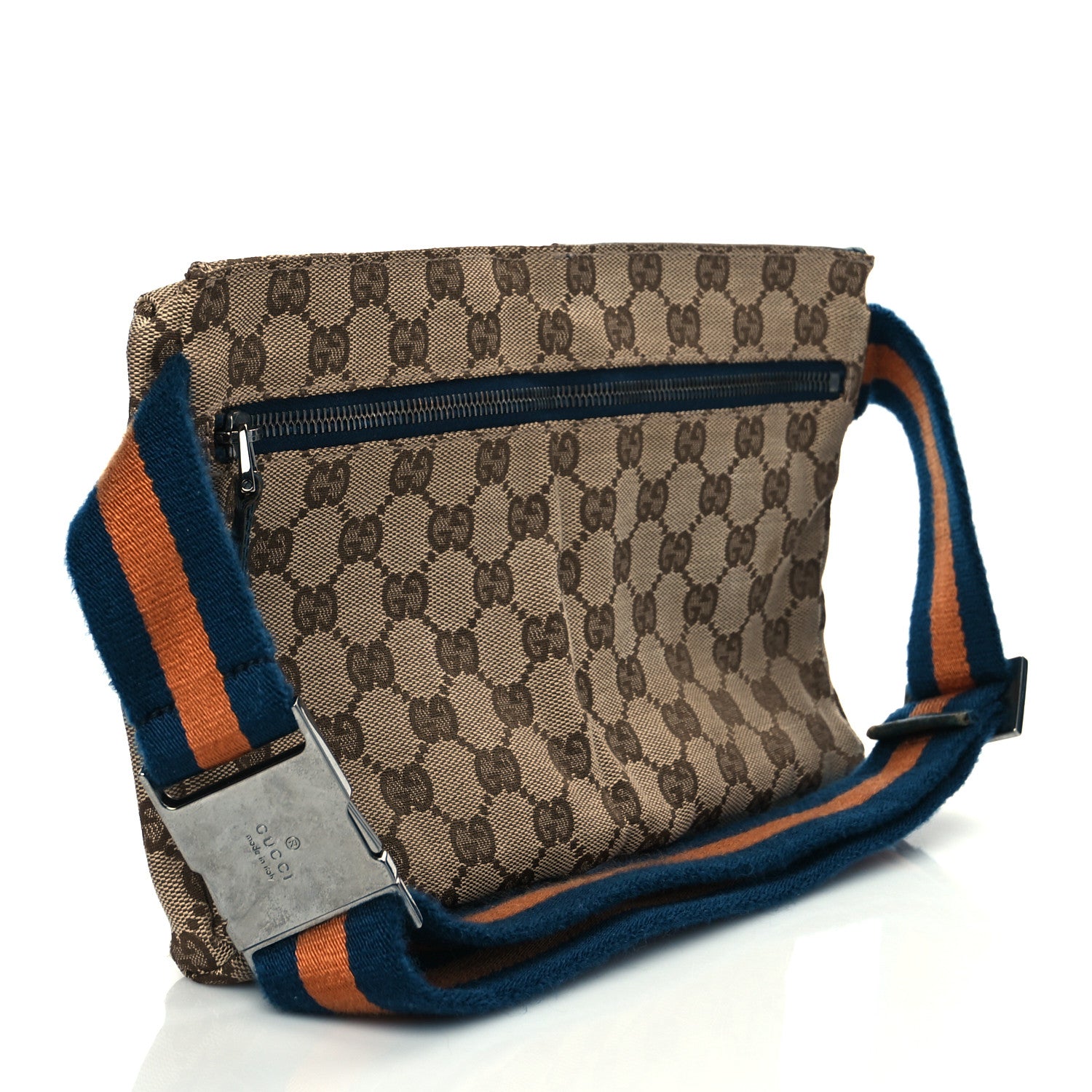 Gucci GG Monogram Web Double Pocket Belt Bag Navy 2 of 11