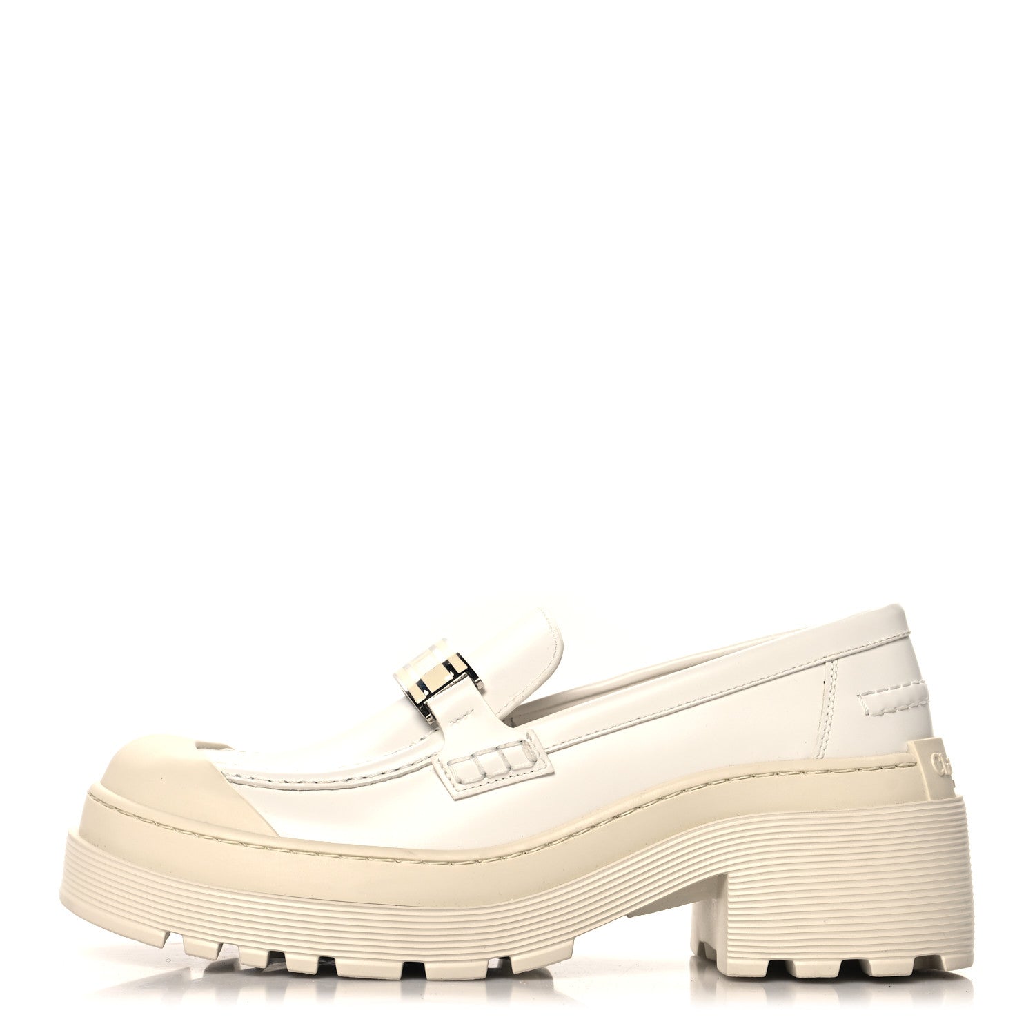 Christian Dior Brushed Calfskin Dior Code Lug Sole Platform 35mm Loafers 37 White 1 of 9