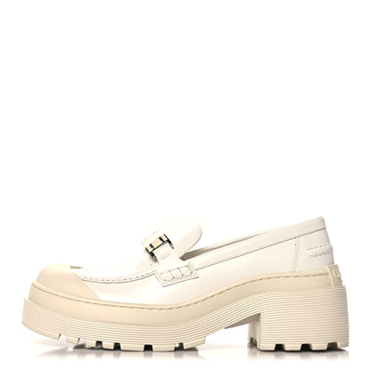 Christian Dior Brushed Calfskin Dior Code Lug Sole Platform 35mm Loafers 37 White 1 of 9