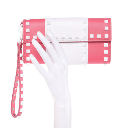 Valentino Garavani Vitello Colorblock Free Rockstud Wristlet Travel Wallet Shadow Pink Optic White 2 of 12
