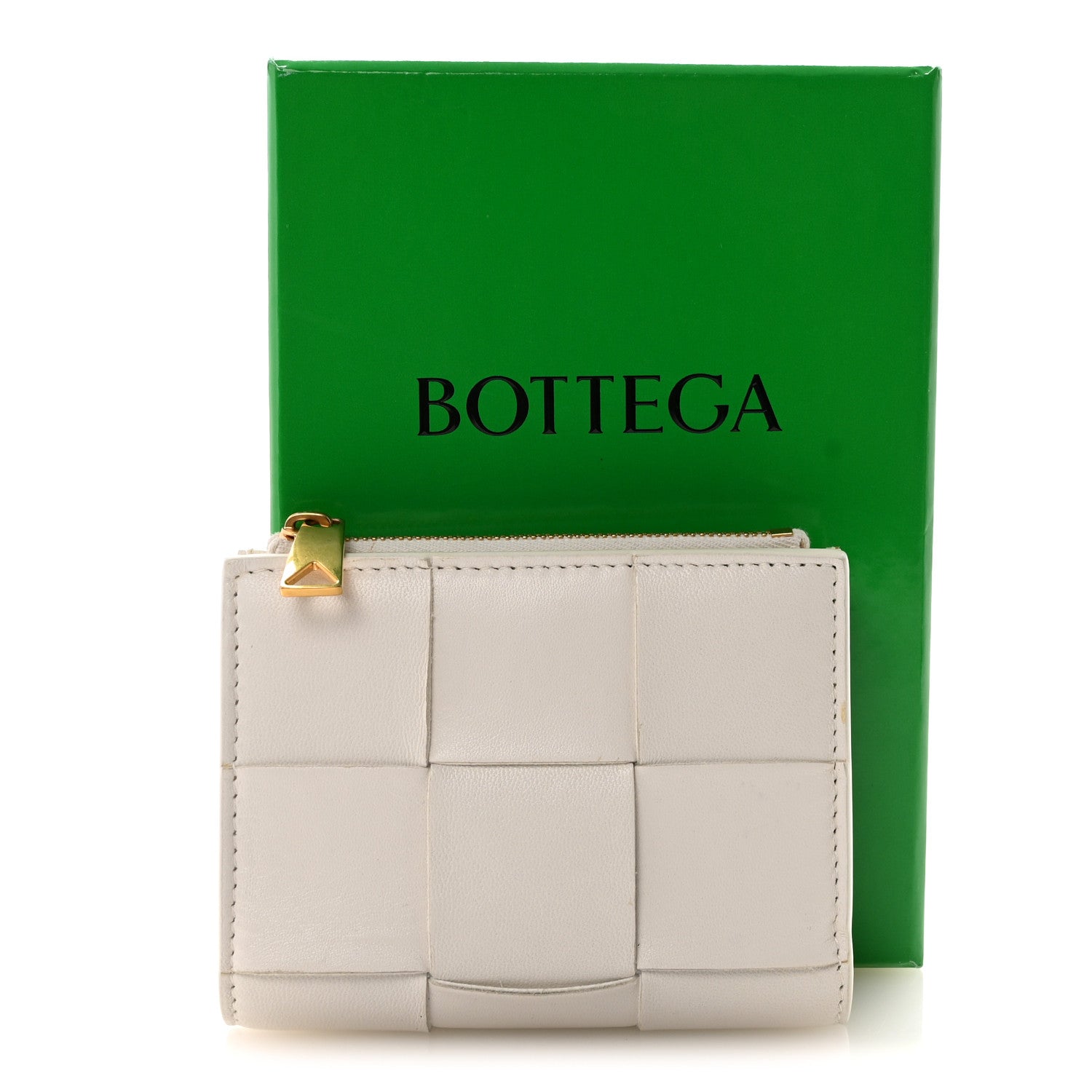 BOTTEGA VENETA 財布 Bottega Veneta Nappa Maxi Intrecciato Bifold Zip Wallet White
