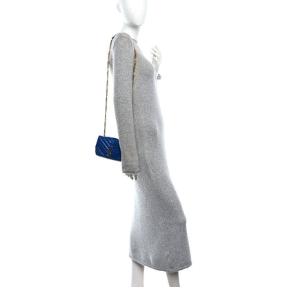 Saint Laurent Sheepskin Matelasse Chevron Monogram Classic Baby Chain Bag Blue Majorelle 2 of 9