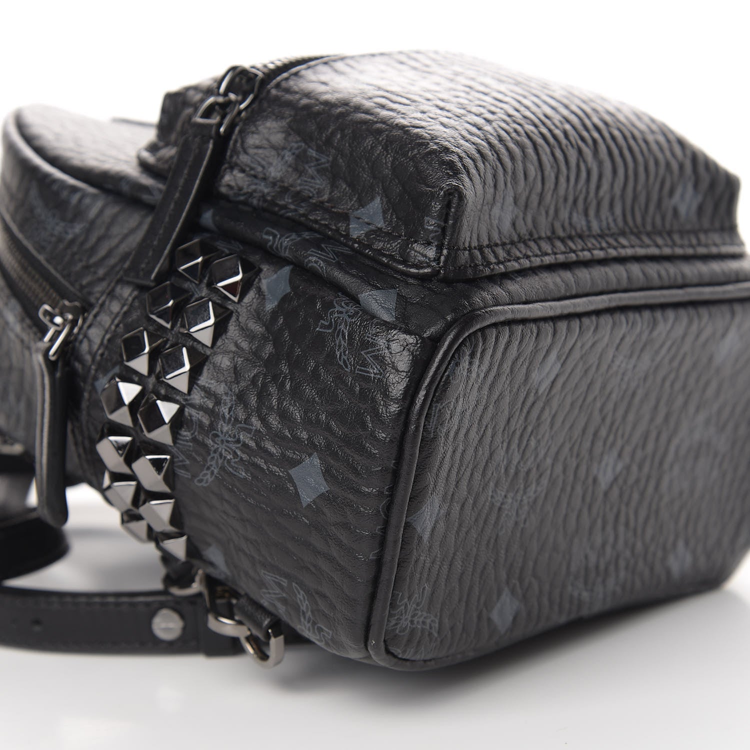 MCM Visetos Studded X-Mini Bebe Boo Backpack Black 5 of 11