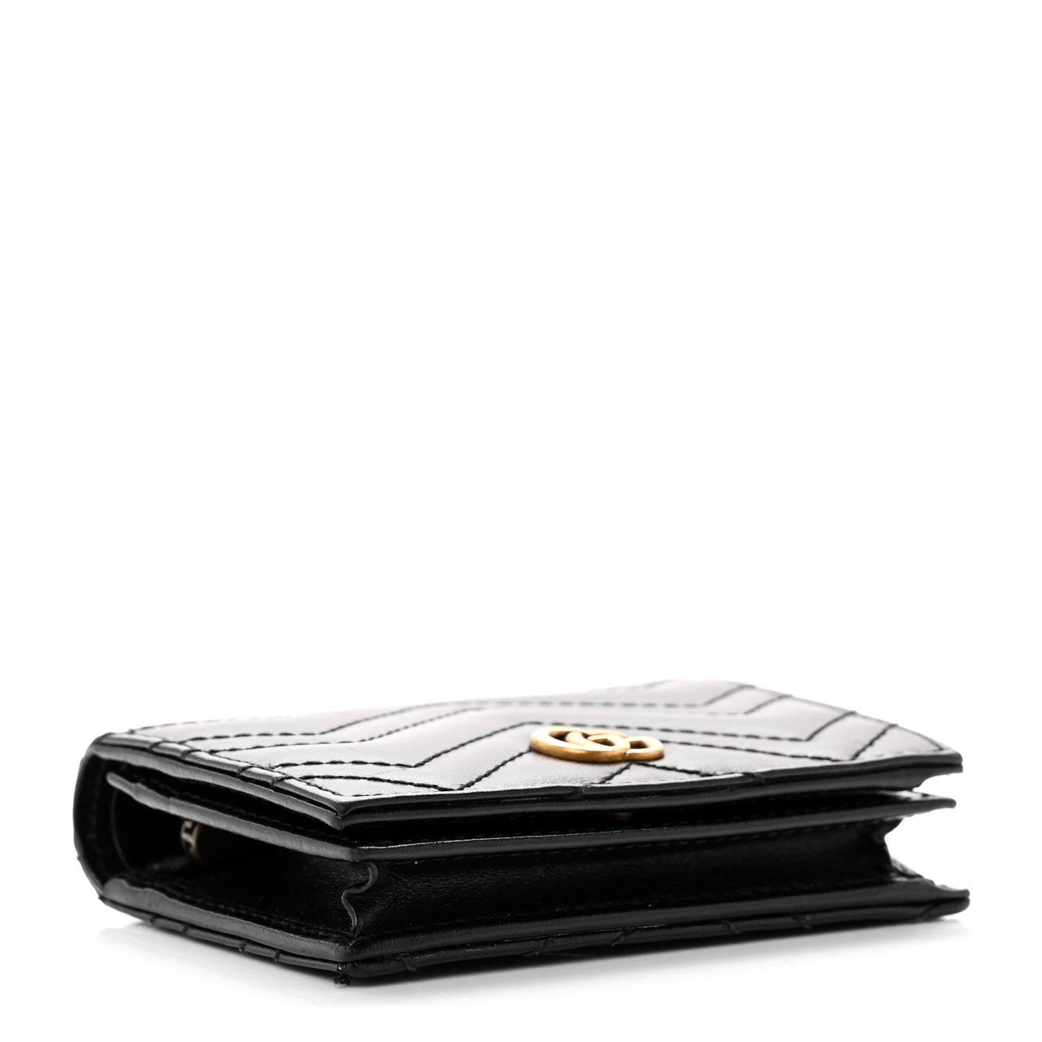 Gucci Calfskin Matelasse GG Marmont Card Case Wallet Black 4 of 8