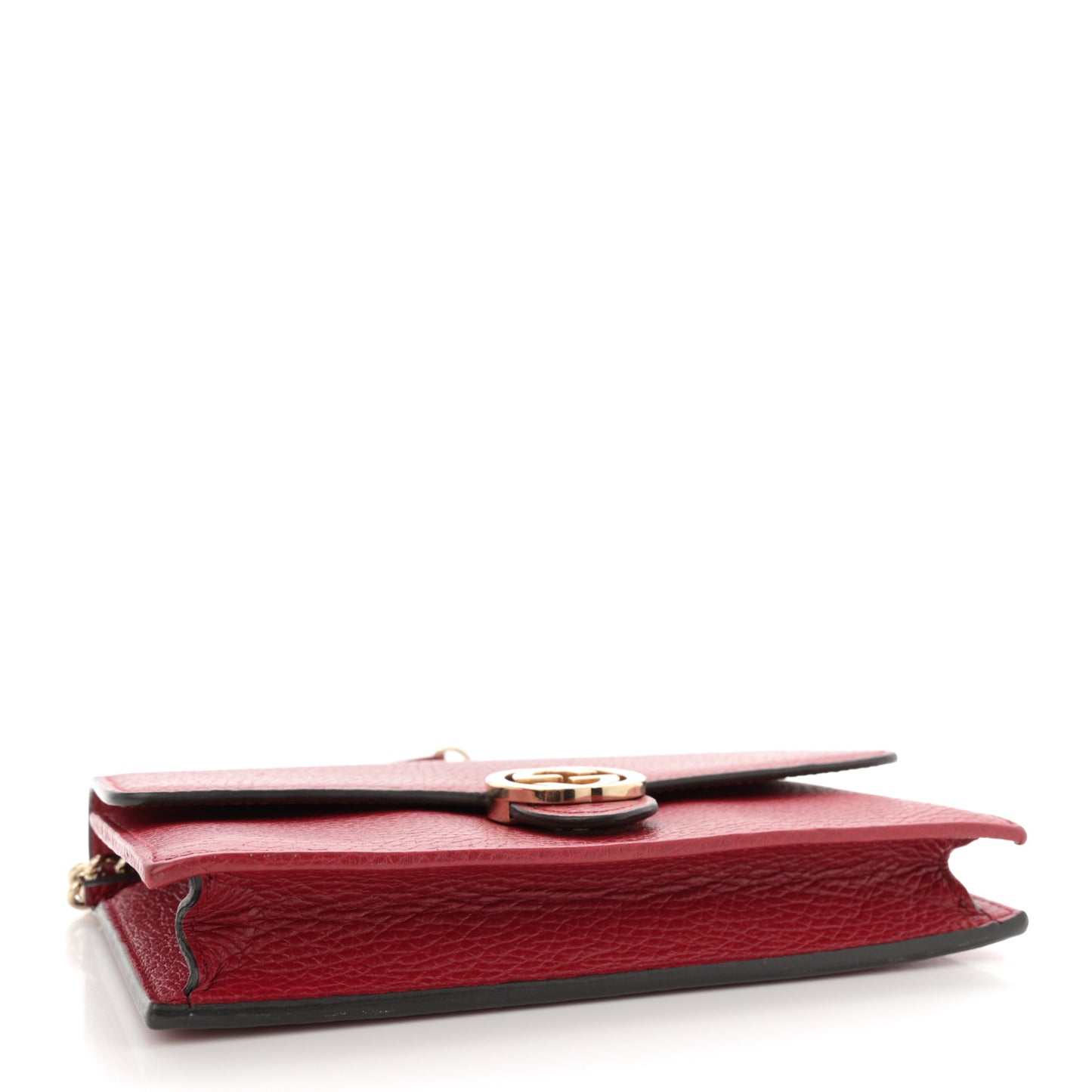 Dollar Calfskin Interlocking G Chain Wallet Red