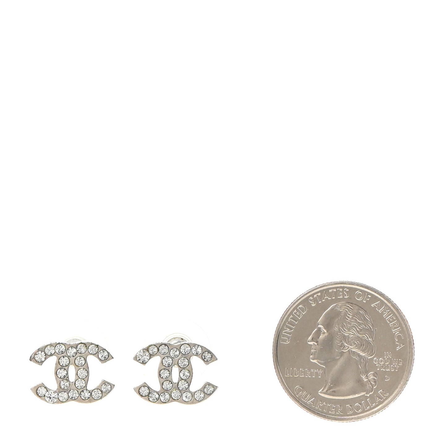 Crystal Mini CC Earrings Silver