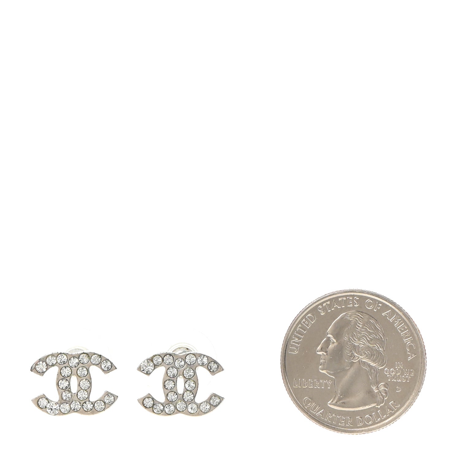 Chanel Crystal Mini CC Earrings Silver 2 of 6