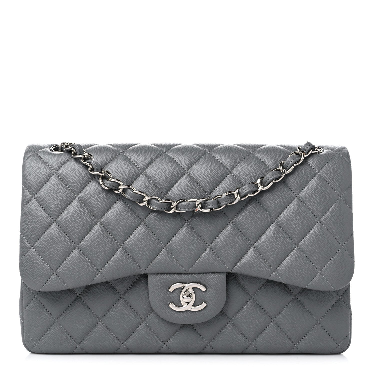 Chanel Caviar Quilted Jumbo Double Flap Grey 1 of 9