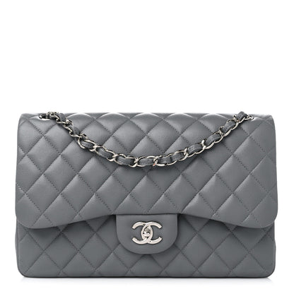 Chanel Caviar Quilted Jumbo Double Flap Grey 1 of 9