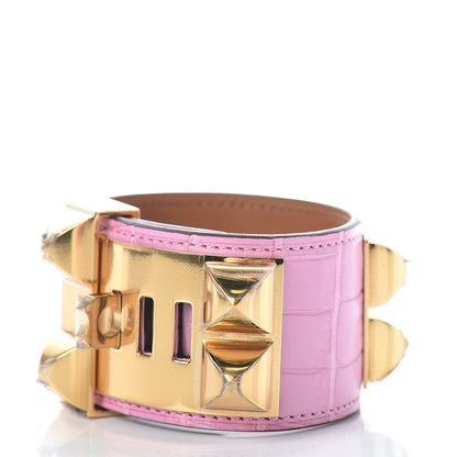 Hermes Matte Alligator Collier De Chien CDC Bracelet 5P Pink 4 of 8