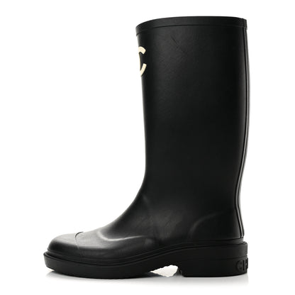 Chanel Caoutchouk CC High Boots 37 Black 1 of 9