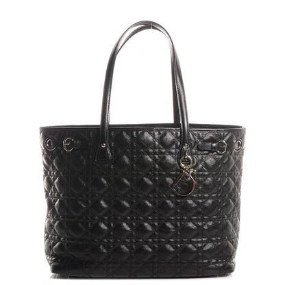 Christian Dior Coated Canvas Cannage Medium Panarea Tote Black 1 of 8