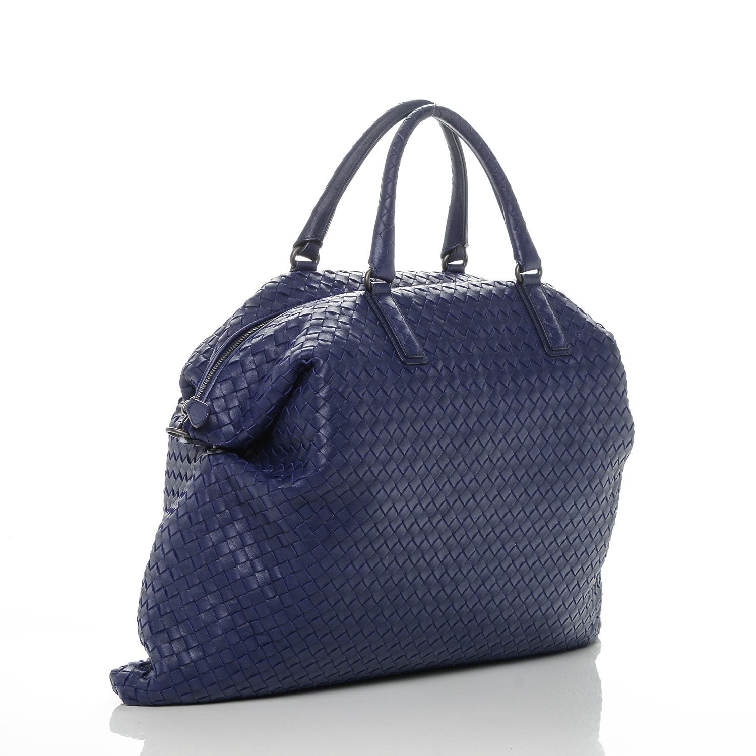 Bottega Veneta Nappa Intrecciato Maxi Convertible Tote Blue 4 of 8
