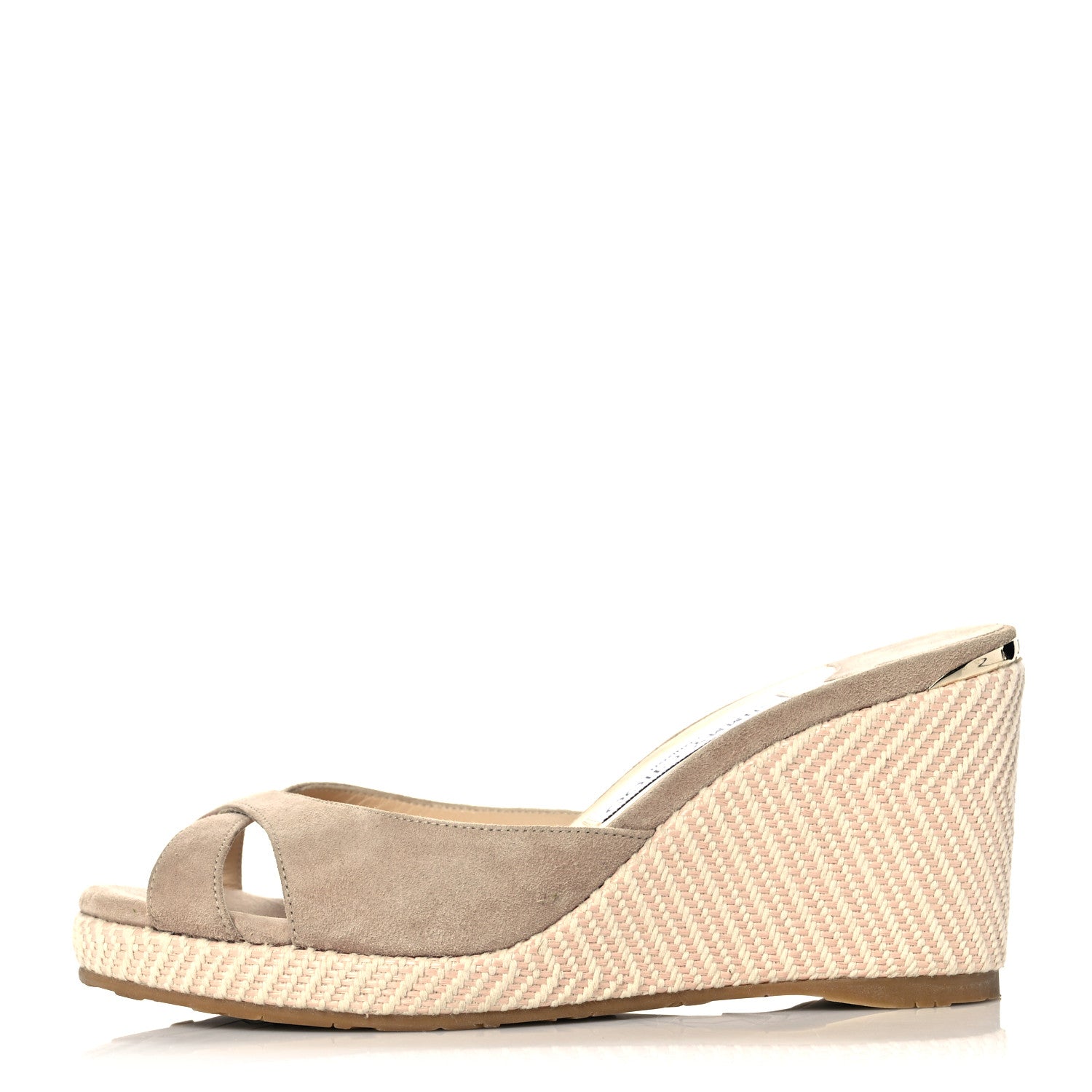 Jimmy Choo Suede Wedge Sandals 37.5 Pale Pink 1 of 8