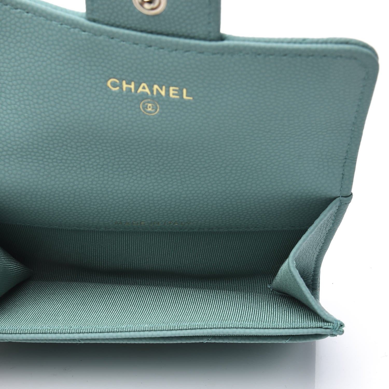 Chanel Caviar Chevron Quilted Card Holder Wallet Turquoise 4 of 10