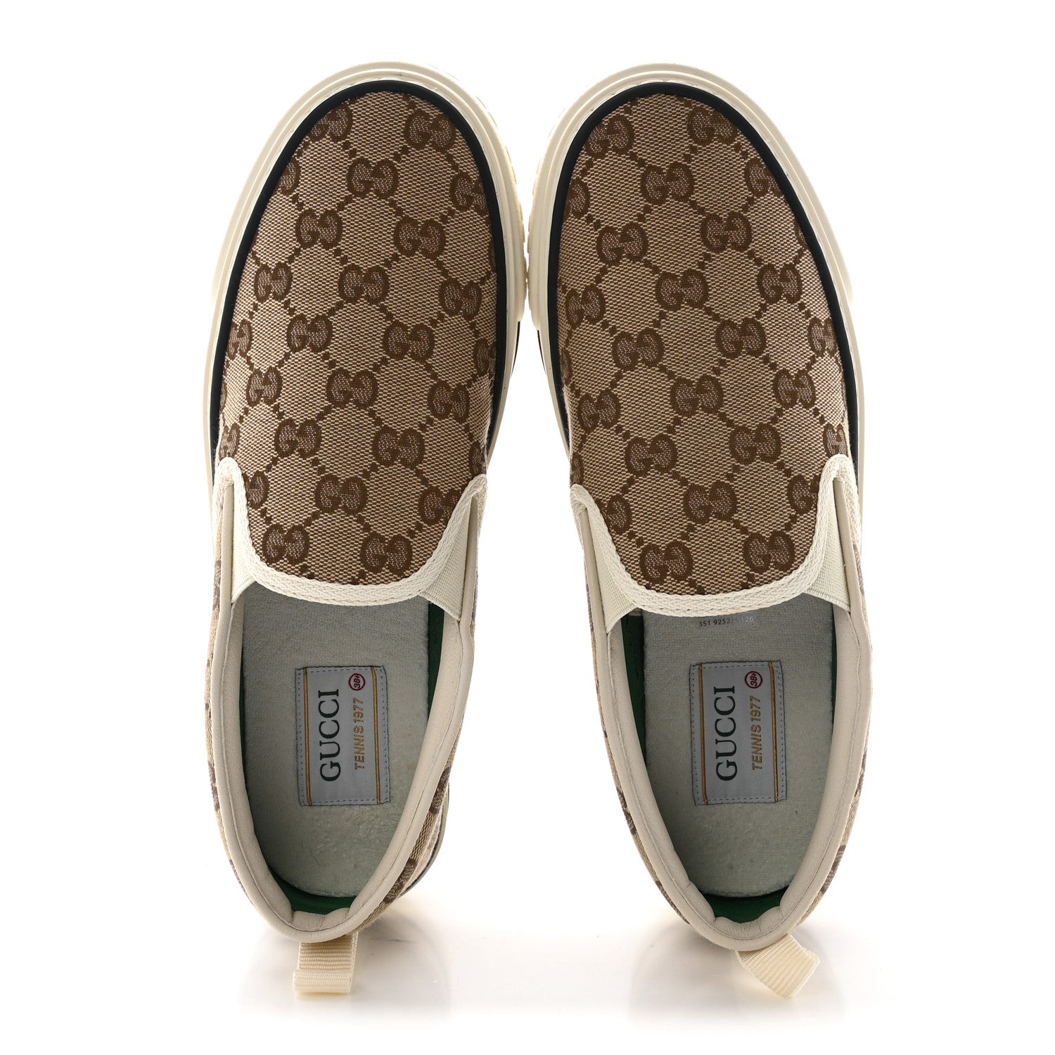 Gucci GG Monogram Womens 1977 Tennis Slip On 30mm Sneakers 38.5 Beige Ebony Mystic White 2 of 9