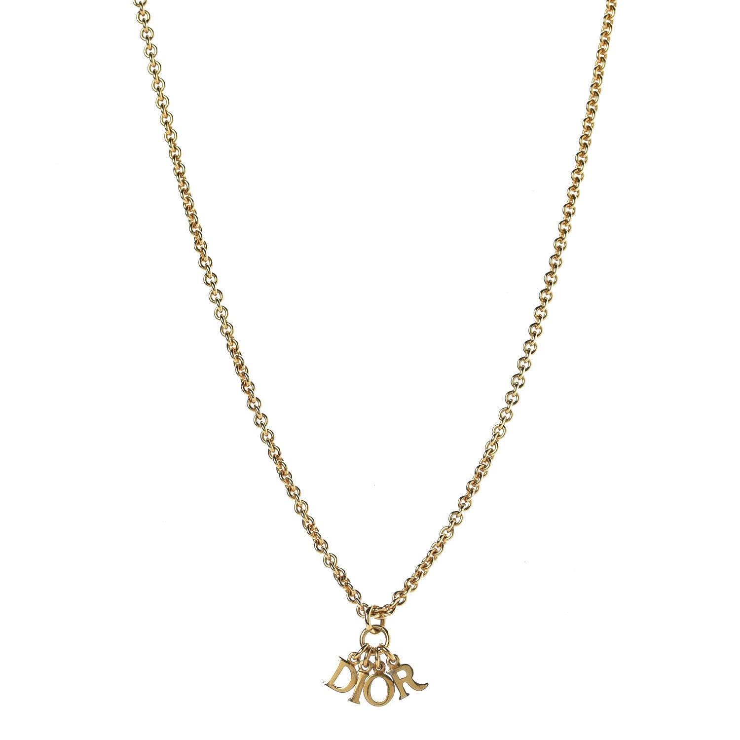 Christian Dior Metal Logo Necklace Gold 1 of 6