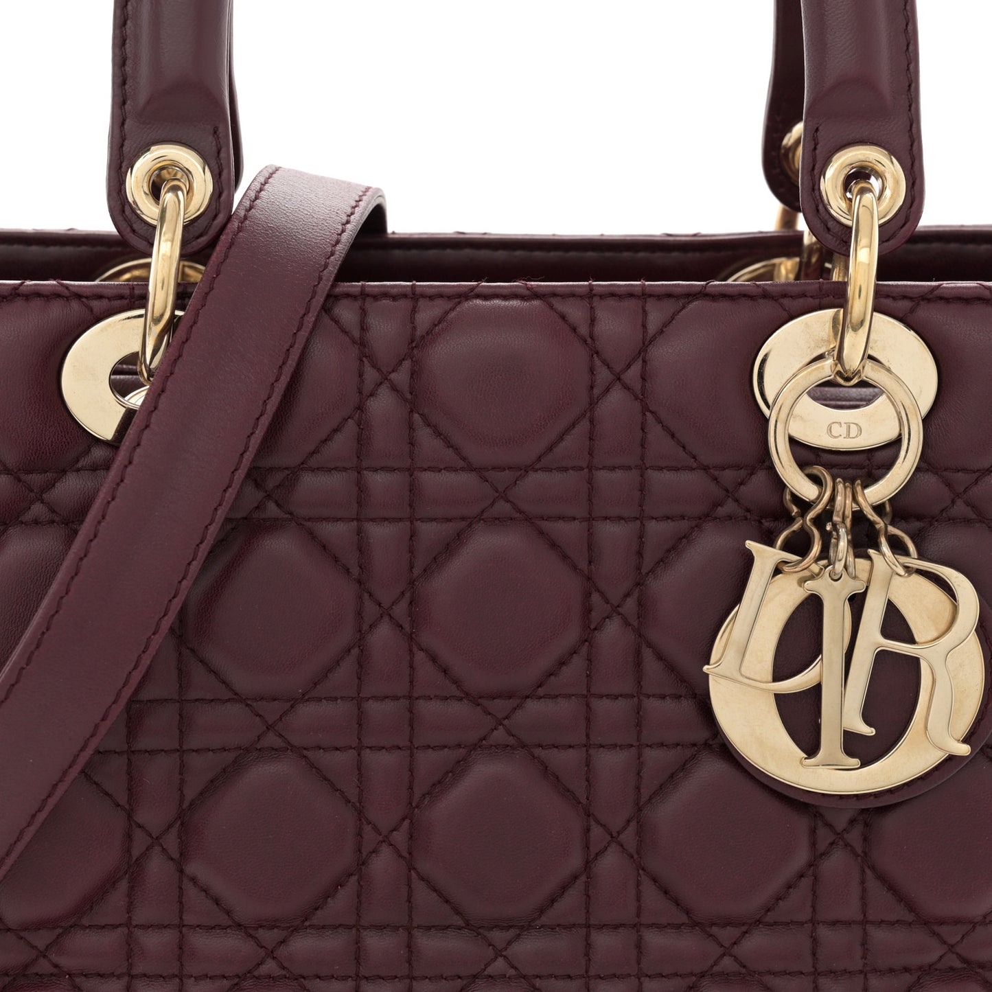 Lambskin Cannage Medium Lady Dior Burgundy