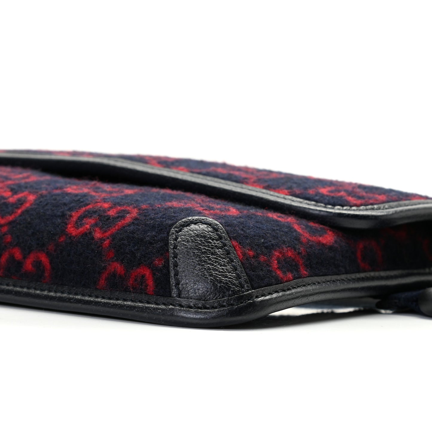 Covered Wool GG Monogram Slim Belt Bag Navy Red