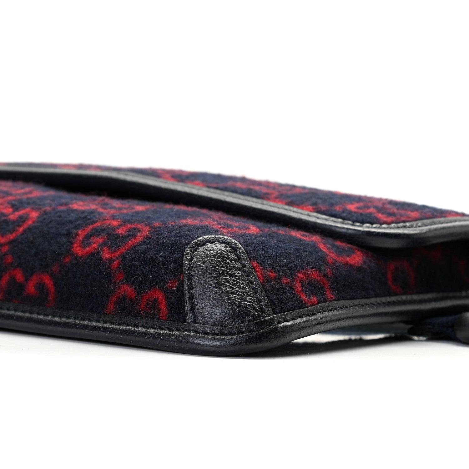Gucci Covered Wool GG Monogram Slim Belt Bag Navy Red 8 of 10