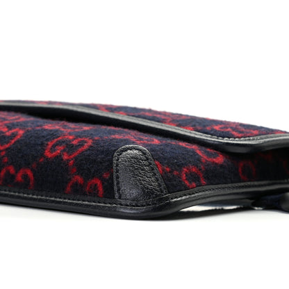 Gucci Covered Wool GG Monogram Slim Belt Bag Navy Red 8 of 10