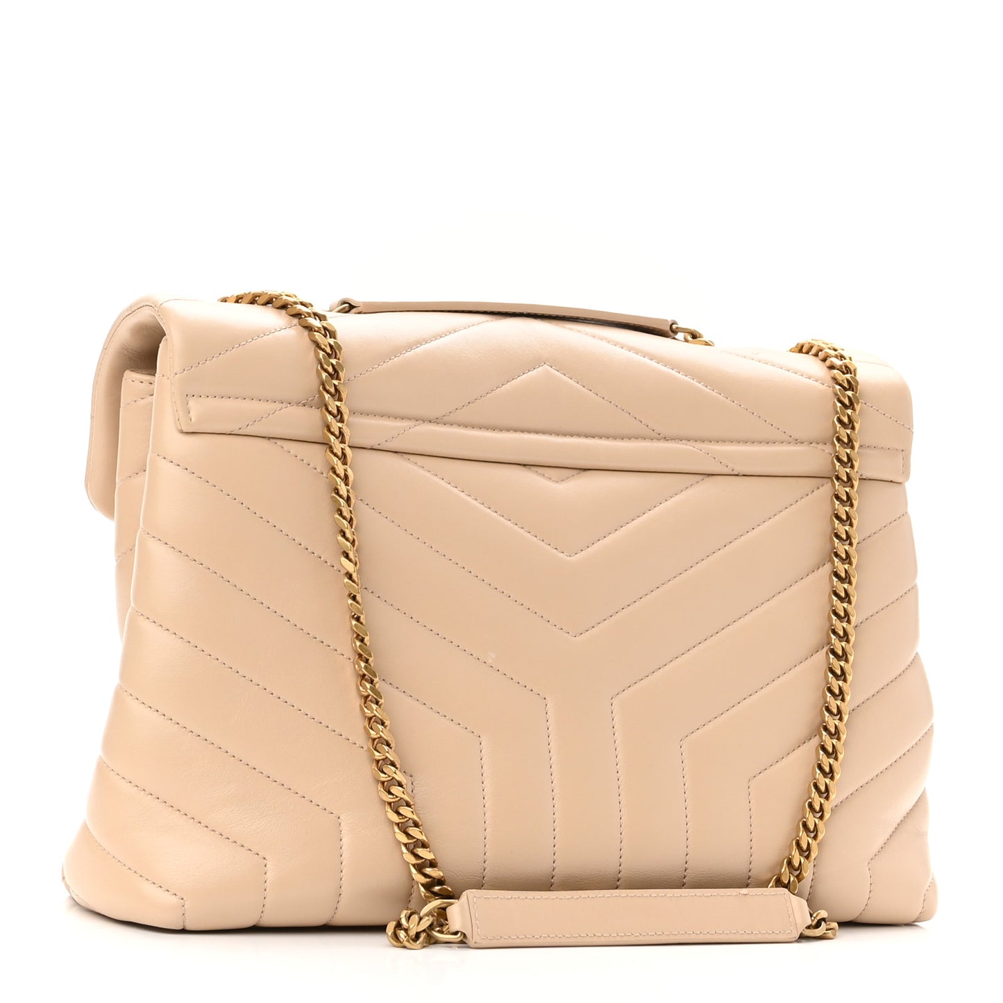 Calfskin Y Quilted Monogram Medium Loulou Chain Satchel Nude Powder