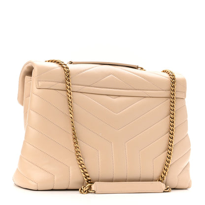 Saint Laurent Calfskin Y Quilted Monogram Medium Loulou Chain Satchel Nude Powder 3 of 10
