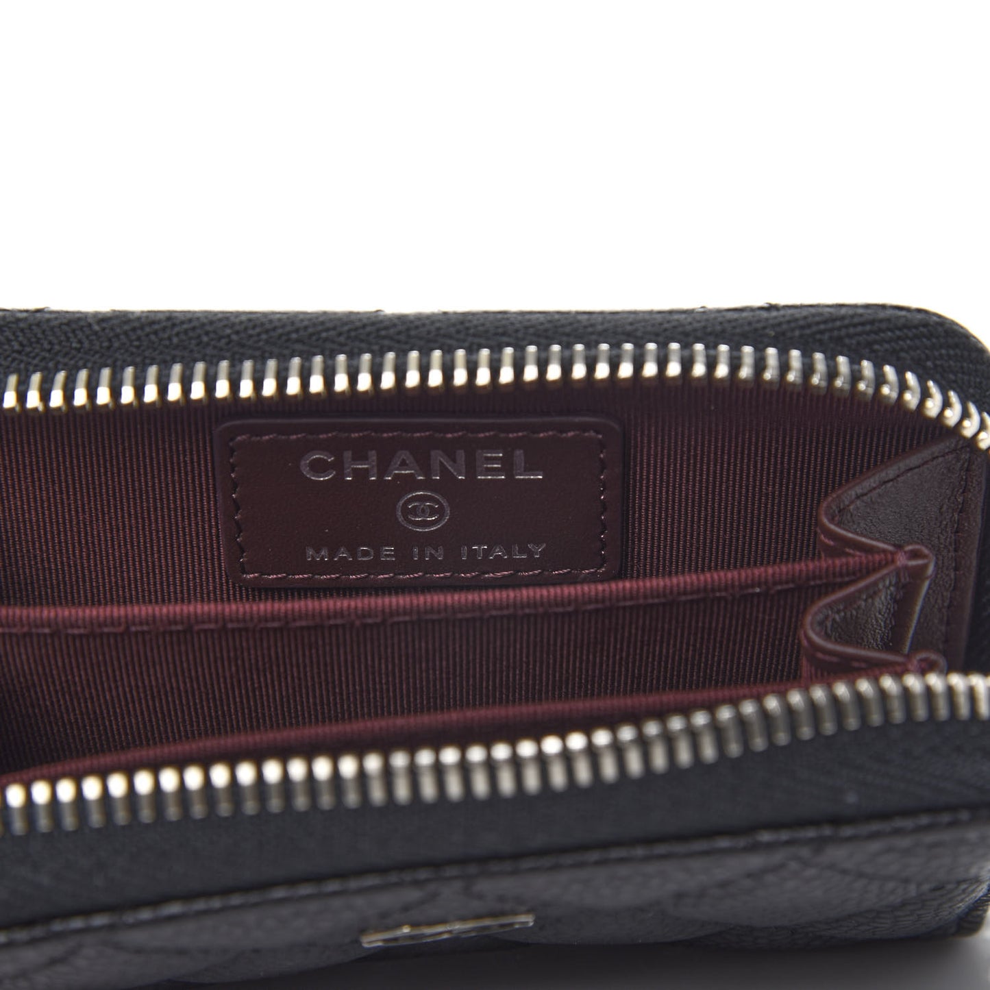 Caviar Quilted Zip Coin Purse Black