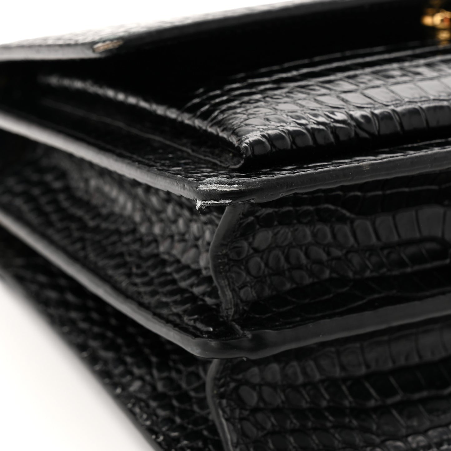 Calfskin Crocodile Embossed Medium Monogram Sunset Black