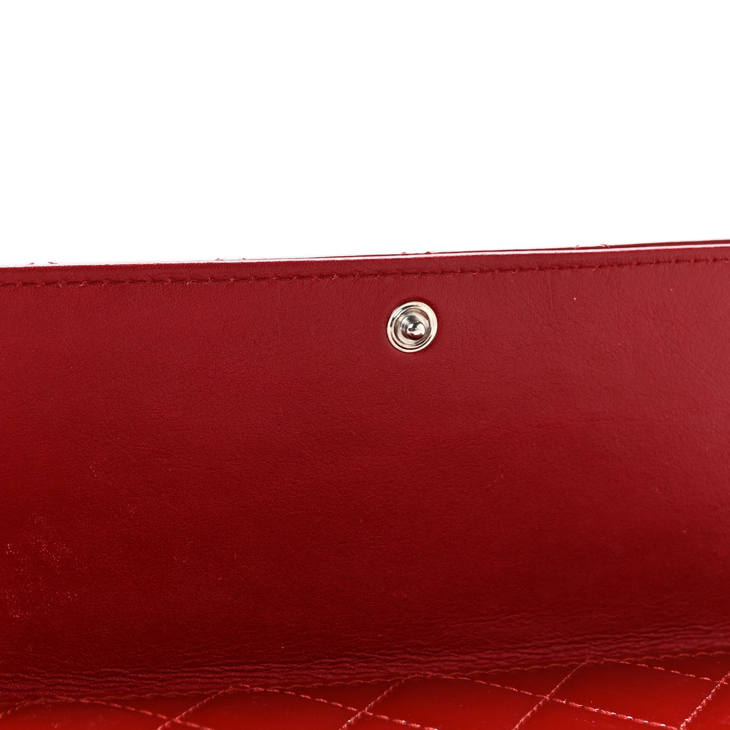Patent Calfskin Quilted Large Brilliant Flap Wallet Dark Red