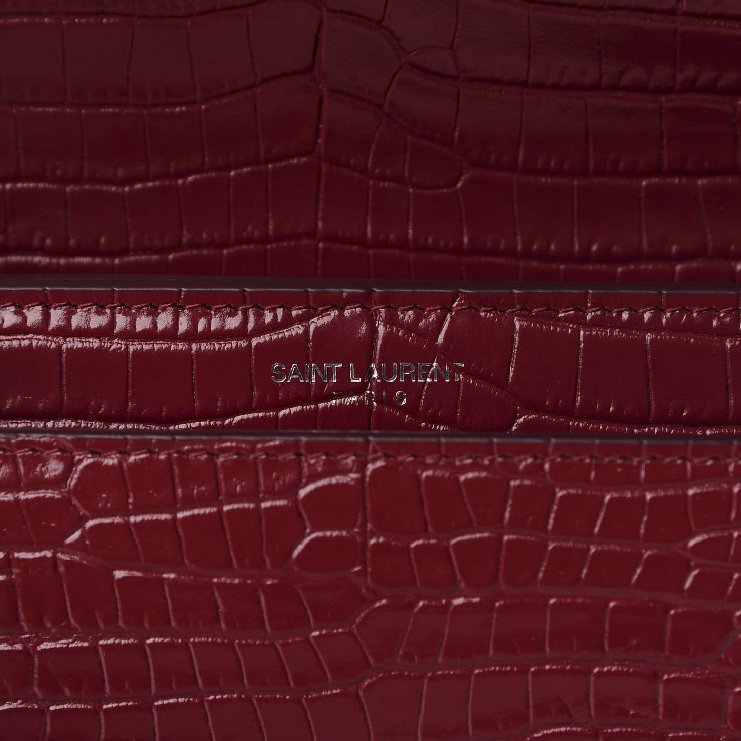 Calfskin Crocodile Embossed Medium Monogram Sunset Palissandre
