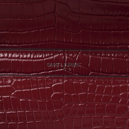 Saint Laurent Calfskin Crocodile Embossed Medium Monogram Sunset Palissandre 9 of 10