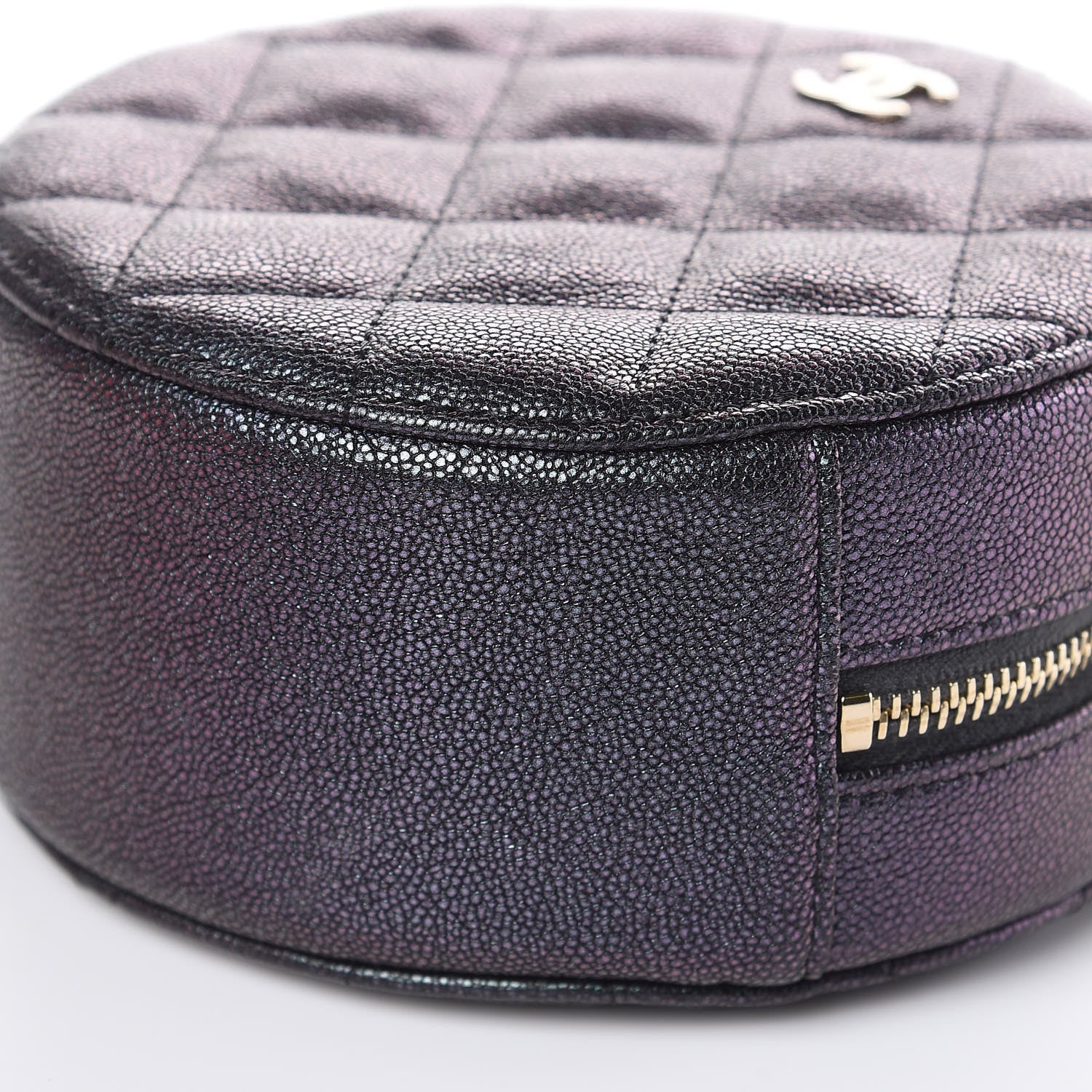 Chanel Iridescent Caviar Quilted Round Clutch With Chain Black 10 of 11