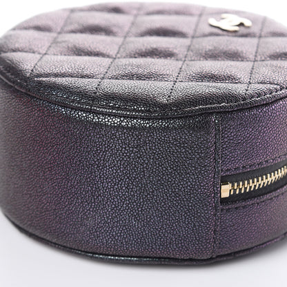 Chanel Iridescent Caviar Quilted Round Clutch With Chain Black 10 of 11