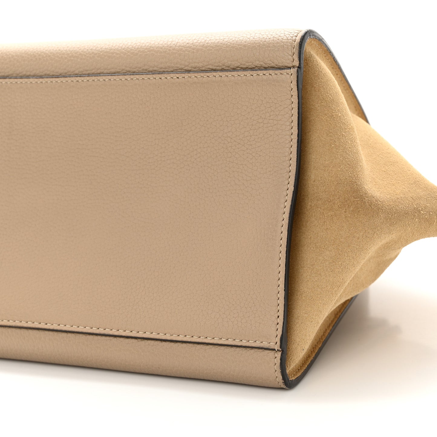 Drummed Calfskin Suede Small Trapeze Dune