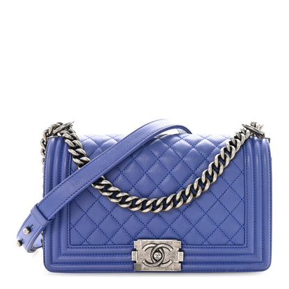 Chanel Calfskin Quilted Medium Boy Flap Blue 1 of 11